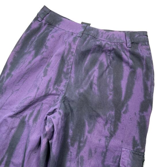 Petals by Petals and Peacocks Pants Juniors 7 Purple Tie Dye Cargo High Waist - Picture 4 of 6